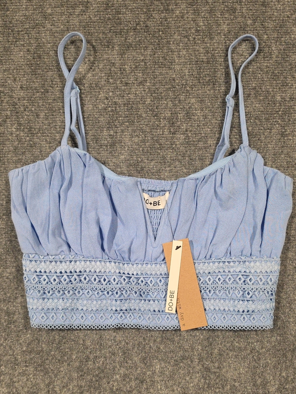 Light Blue Crochet-Trim Cropped Cami By Do+Be NWT